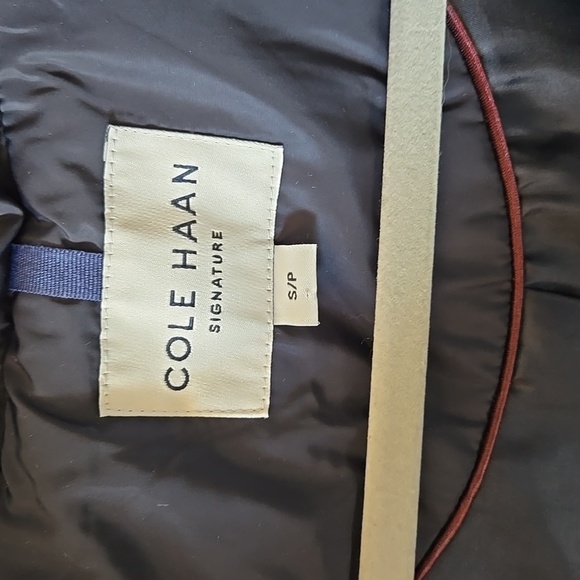 COLE HAAN Puffer Coat navy Gold S Long Length Winter Warm Apres Ski Down Fill - Picture 7 of 12